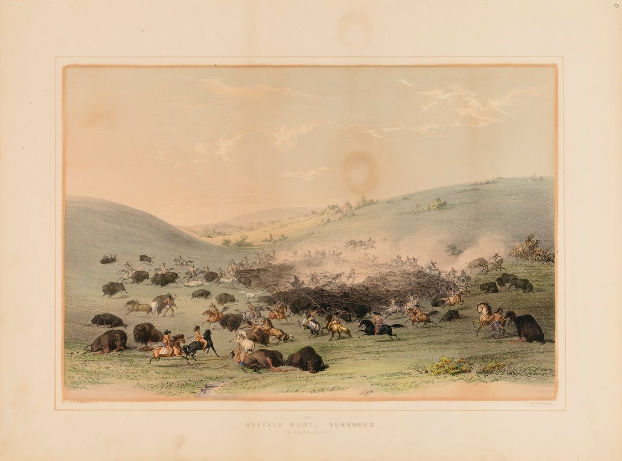 Entourage de la chasse au buffle--no. 9 - George Catlin