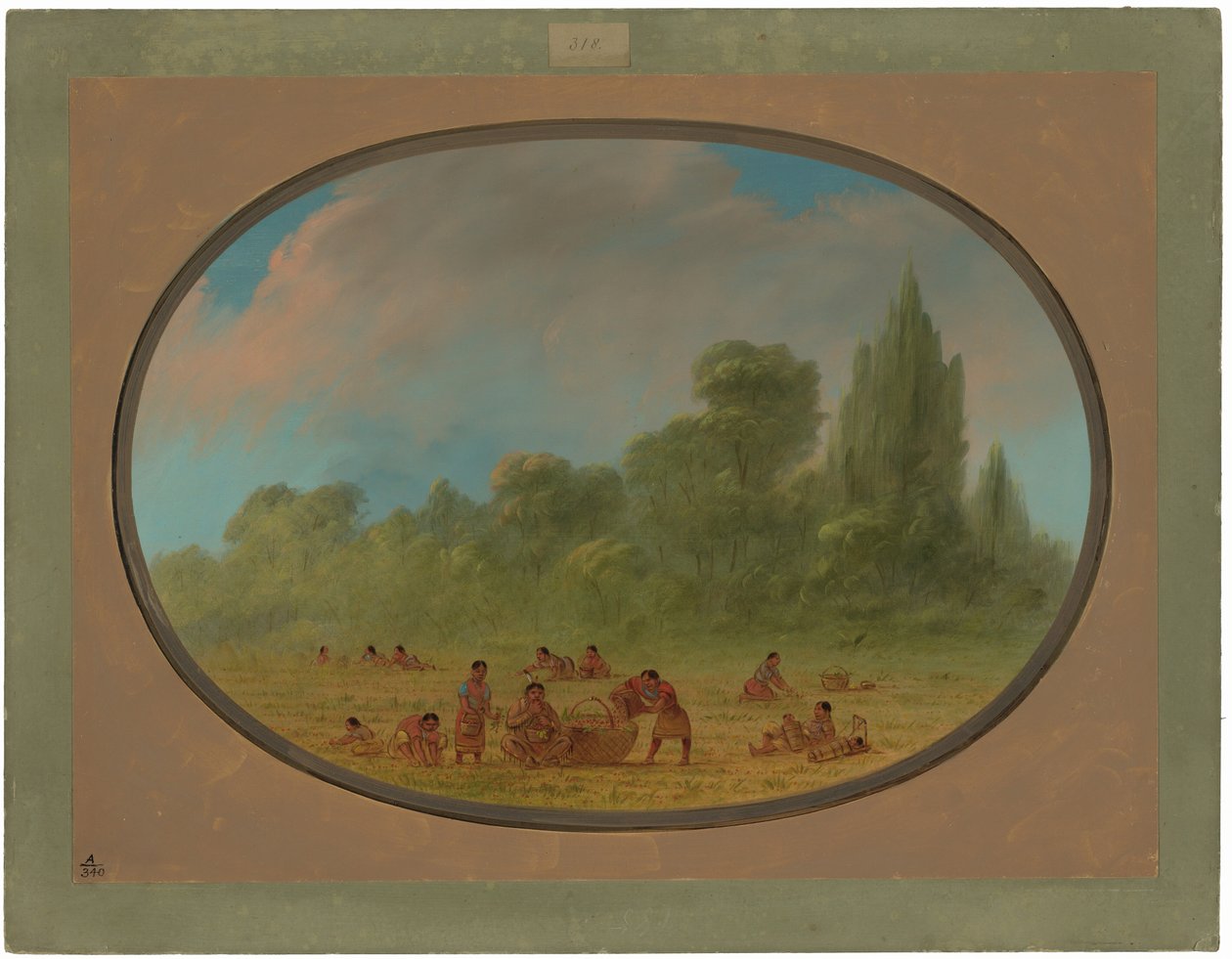 Indiens Caddoe Récoltant des Fraises Sauvages - George Catlin