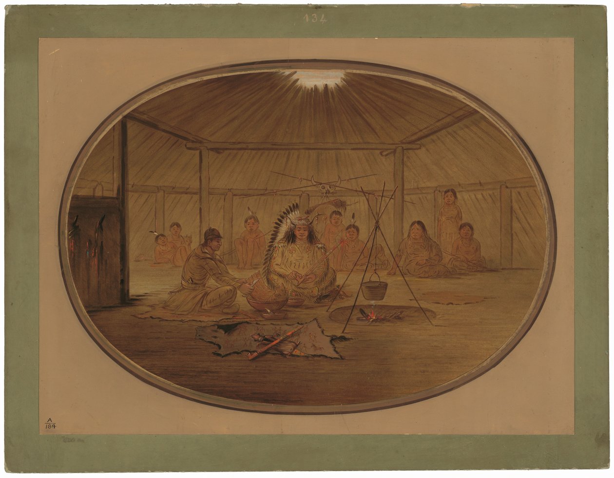 Catlin festoyé par le chef Mandan - George Catlin