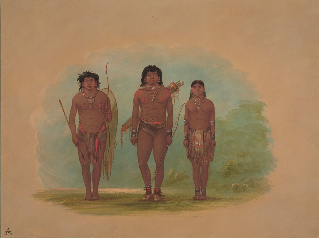 Chef Chaco, sa femme et un guerrier, 1854-1869 - George Catlin