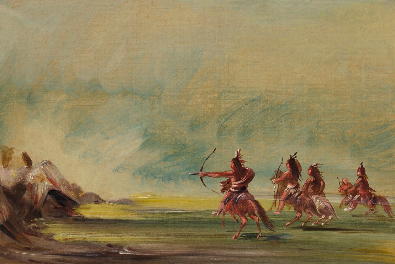 Les Comanches donnent des flèches au Medicine Rock - George Catlin