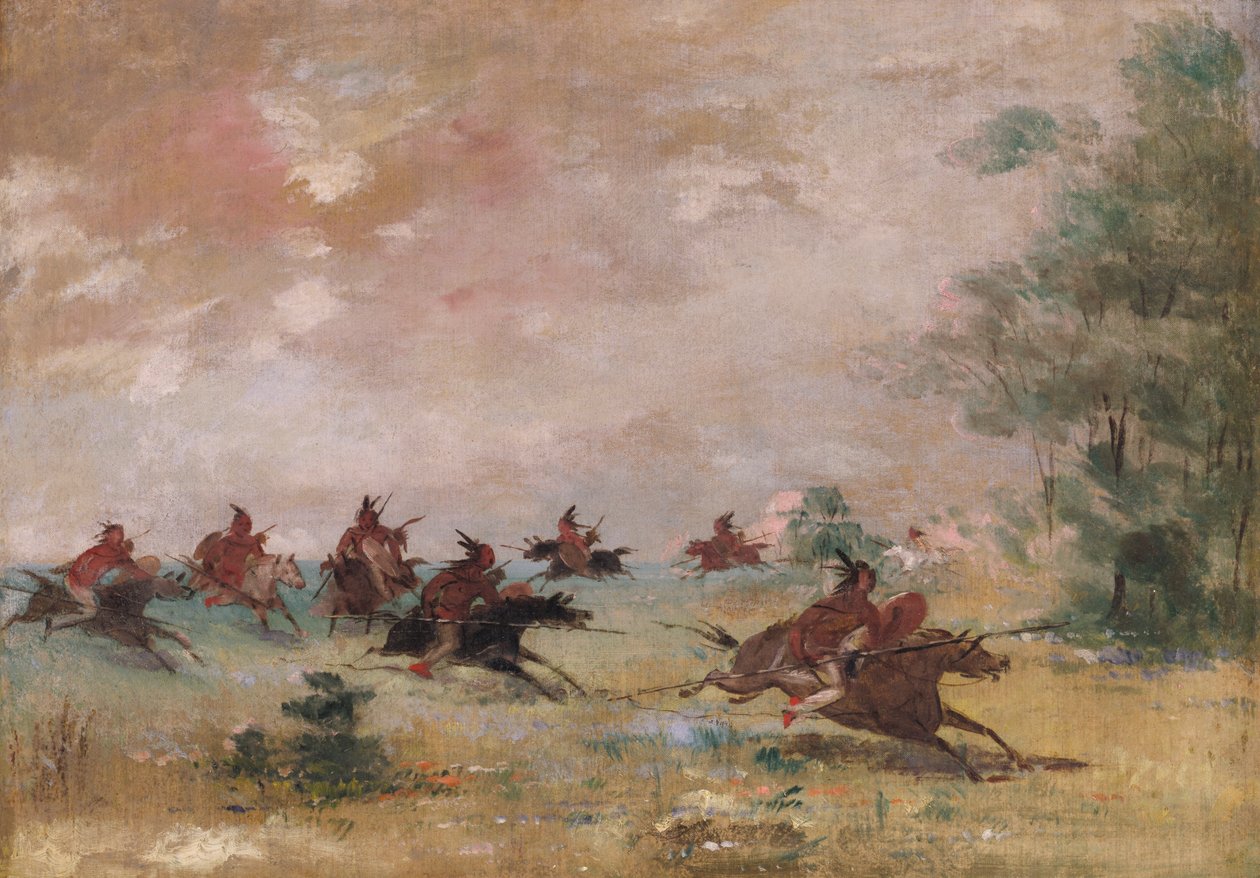 Partie de guerre comanche, montée sur des chevaux sauvages - George Catlin