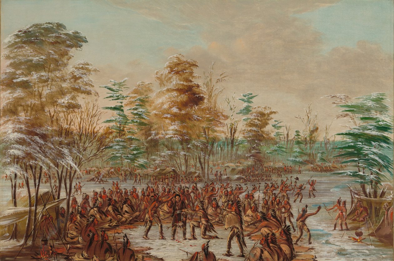 De Tonty demandant la paix dans le village iroquois. 2 janvier 1680, 1847-1848 - George Catlin