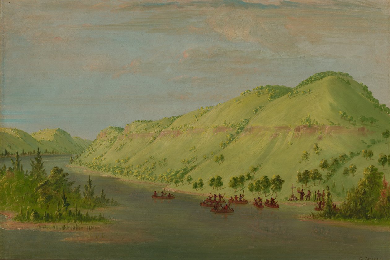 Le père Hennepin quittant le Mississippi pour rejoindre La Salle. 8 mai 1680, 1847-1848 - George Catlin