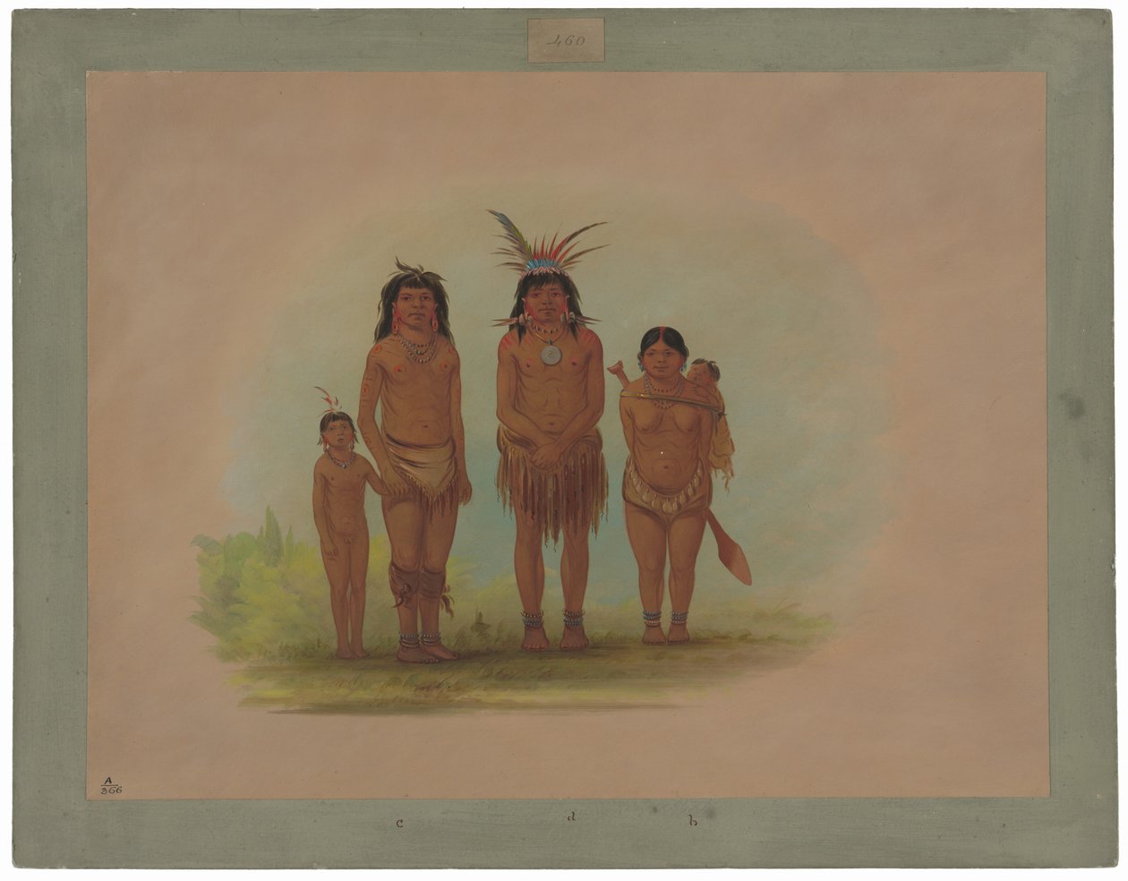 Quatre Indiens Sepibo - George Catlin
