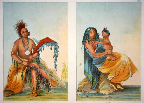 Chef Clermont et sa femme et son enfant - George Catlin