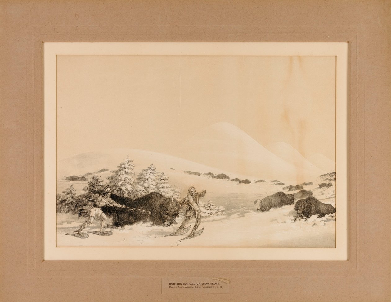 Chasse au buffle sur la neige--no. 15 - George Catlin