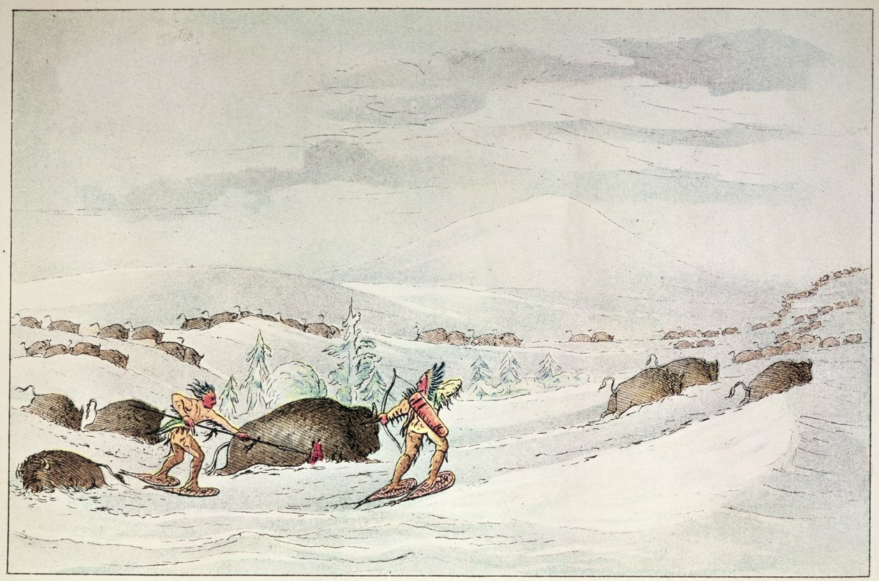 Chasse au bison en raquettes - George Catlin