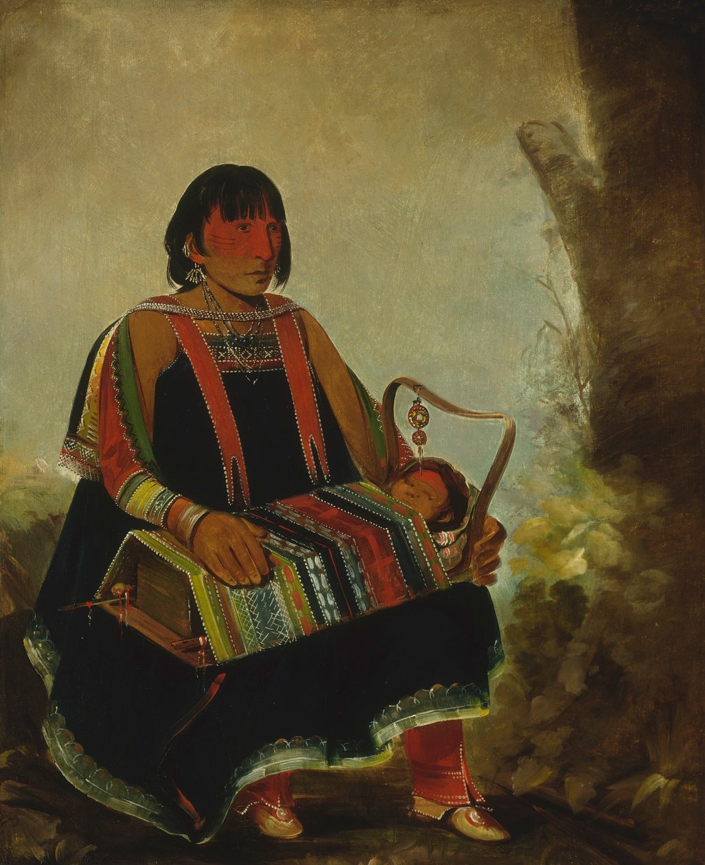 Jú-ah-kís-gaw, femme avec son enfant dans un berceau - George Catlin