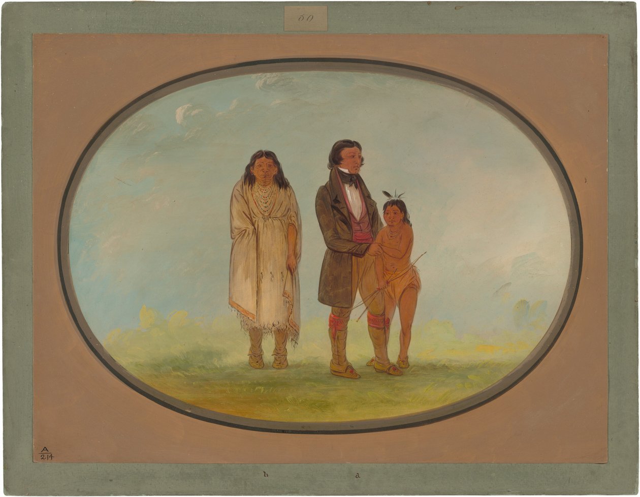 Le chef Kaskaskia, sa mère et son fils - George Catlin