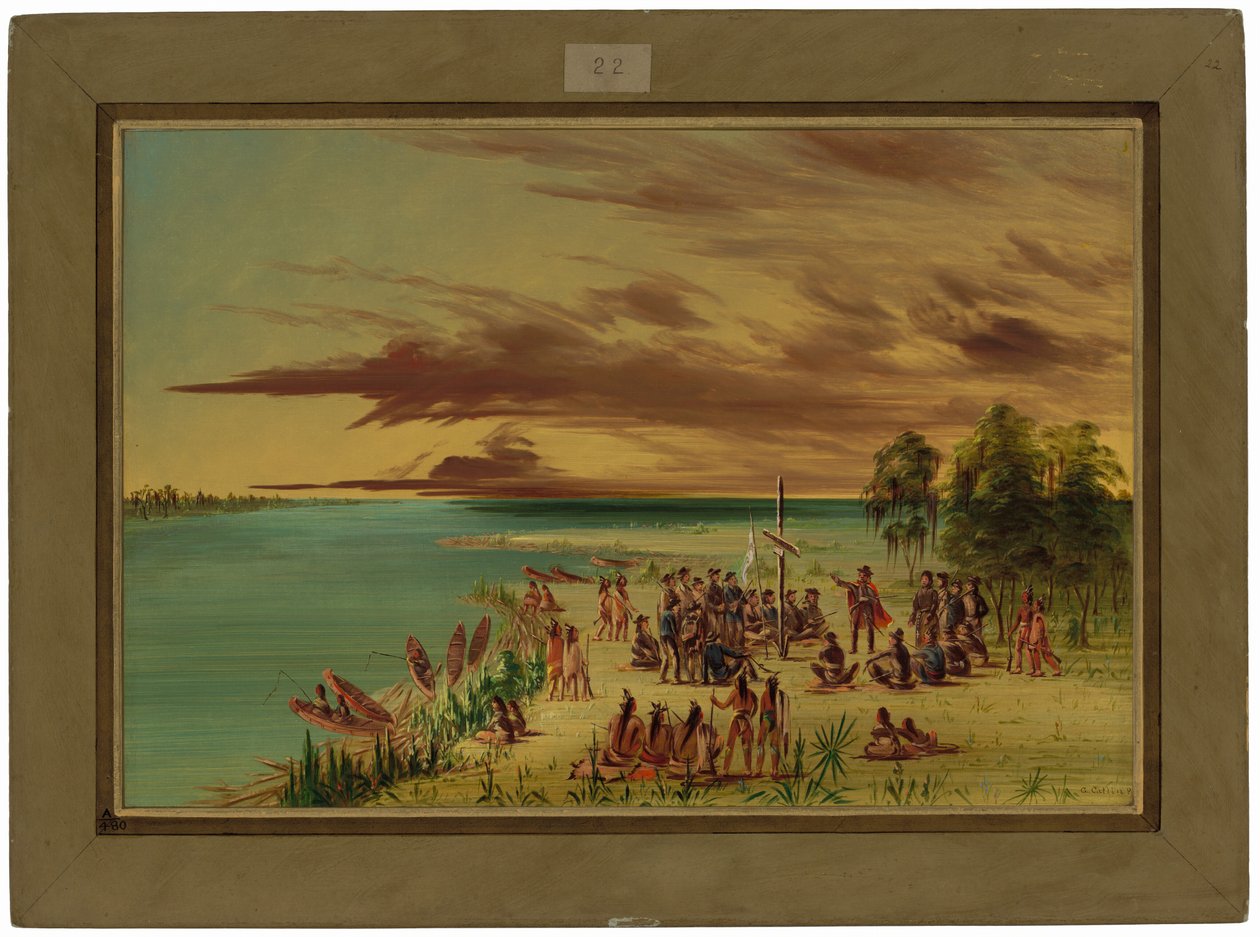 La Salle revendiquant la Louisiane pour la France. 9 avril 1682 - George Catlin