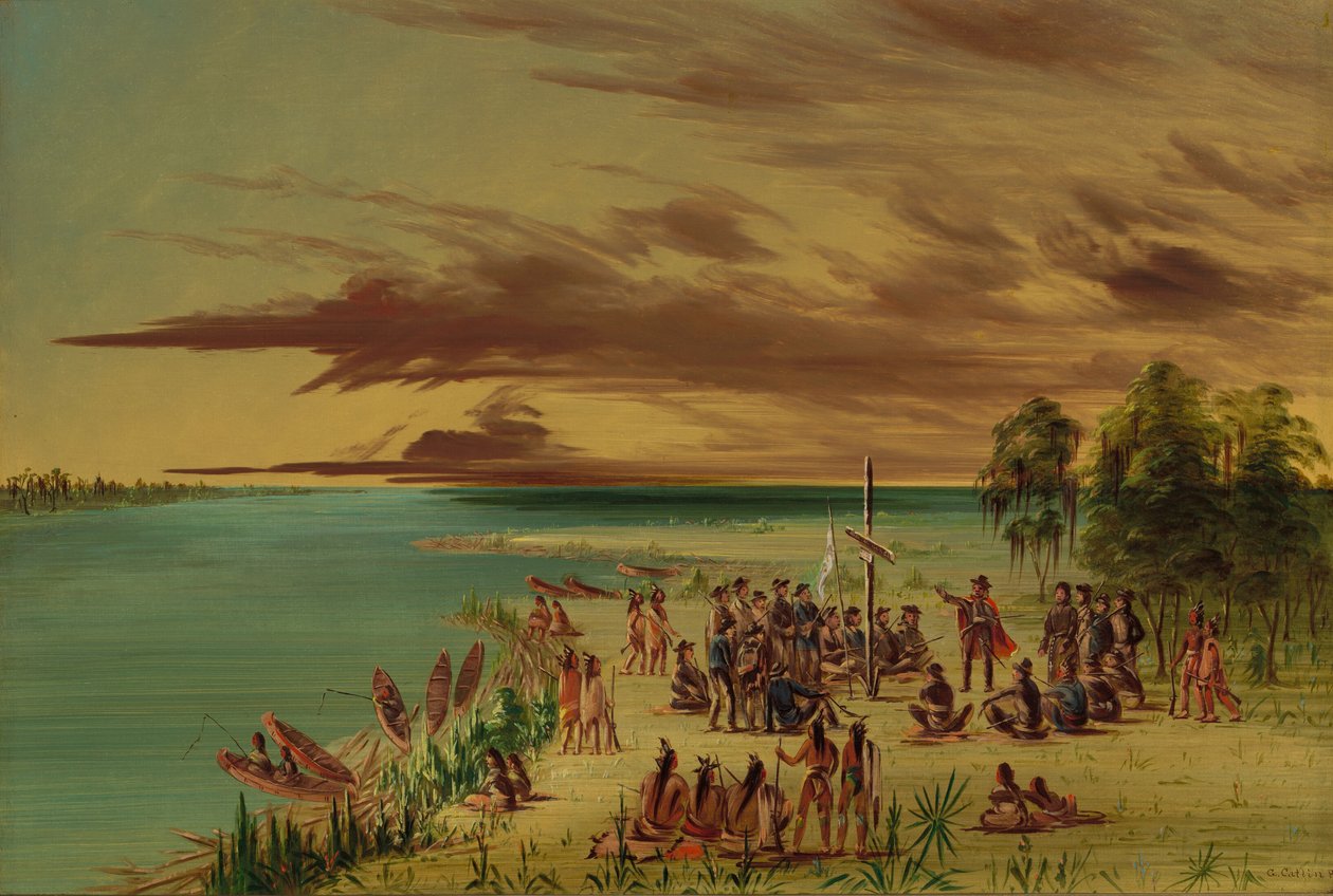 La Salle revendiquant la Louisiane pour la France - George Catlin