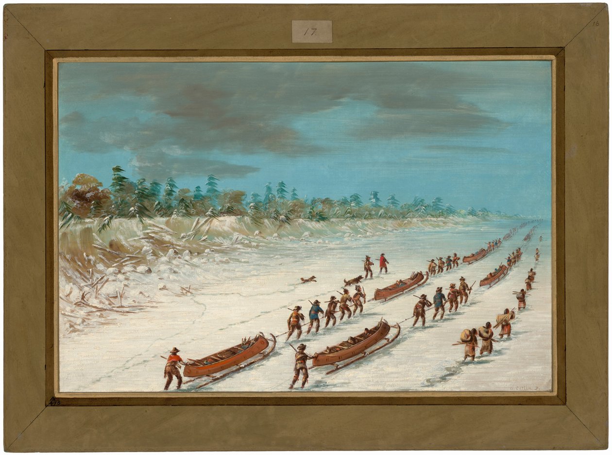 La Salle traverse le lac Michigan sur la glace. 8 décembre 1681 - George Catlin