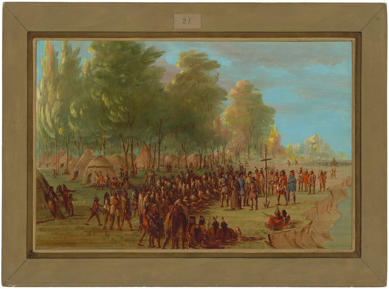 La Salle érigeant une croix et prenant possession de la terre. 25 mars 1682 - George Catlin