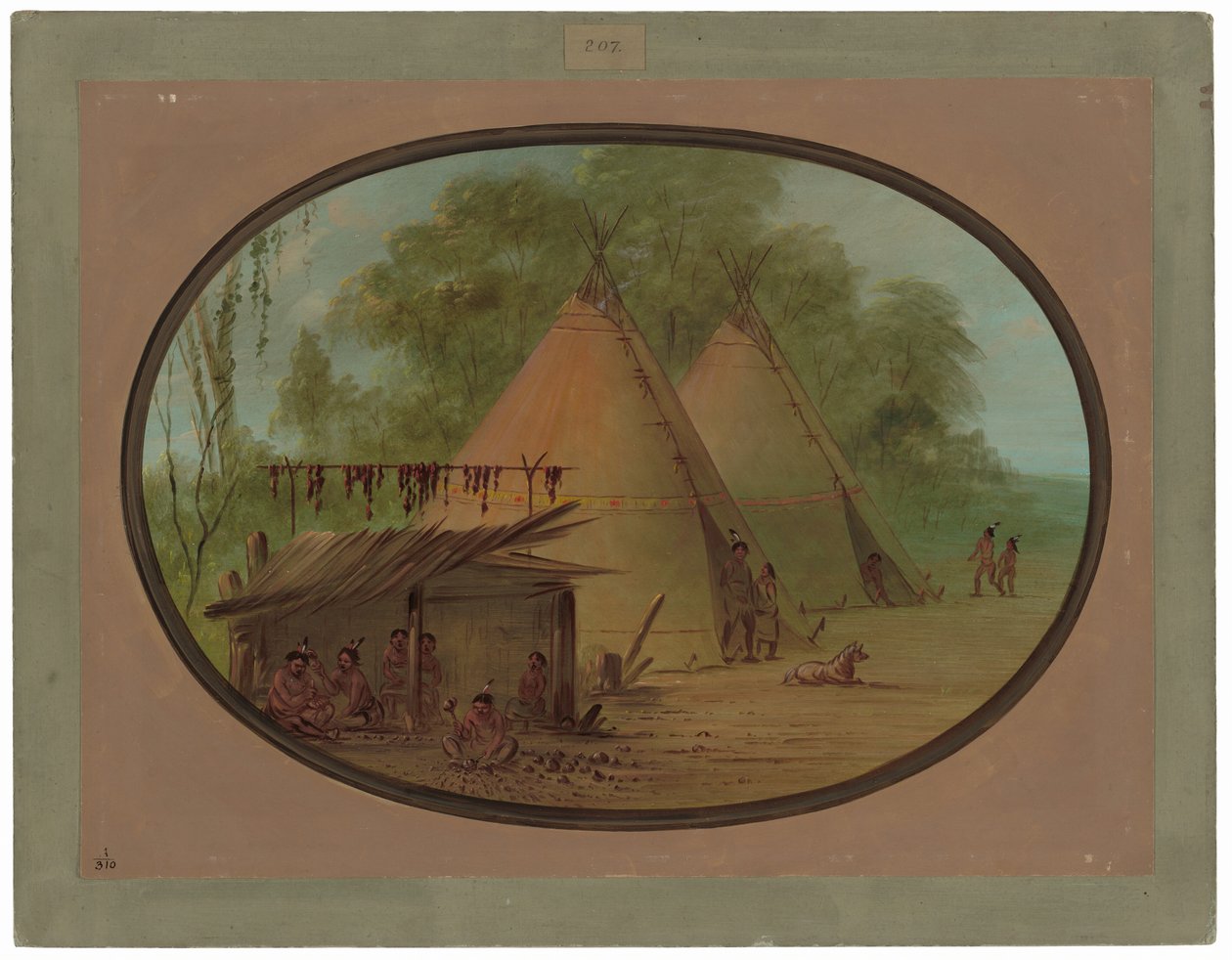 Fabrication de pointes de flèche en silex - Apaches - George Catlin