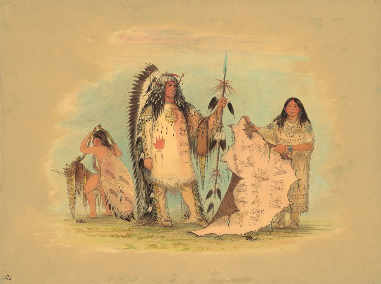 Chef de guerre Mandan avec sa femme préférée, 1861-1869 - George Catlin