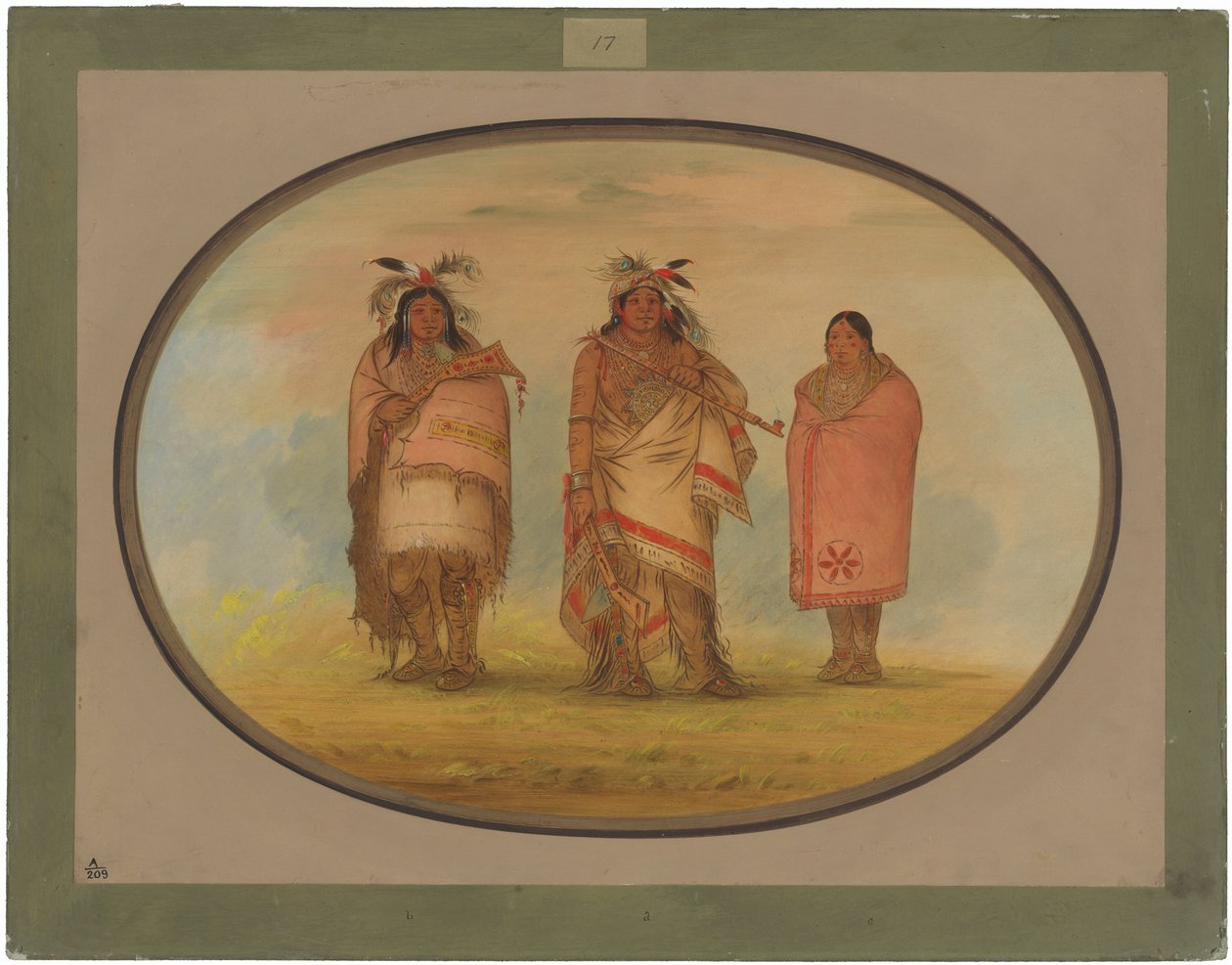 Le chef de Menomonie, sa femme et son fils - George Catlin