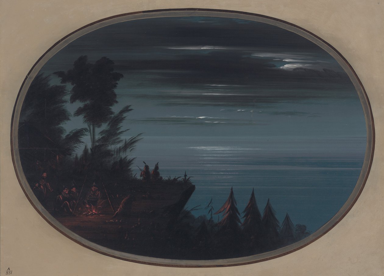 Village de Nayas la nuit - George Catlin