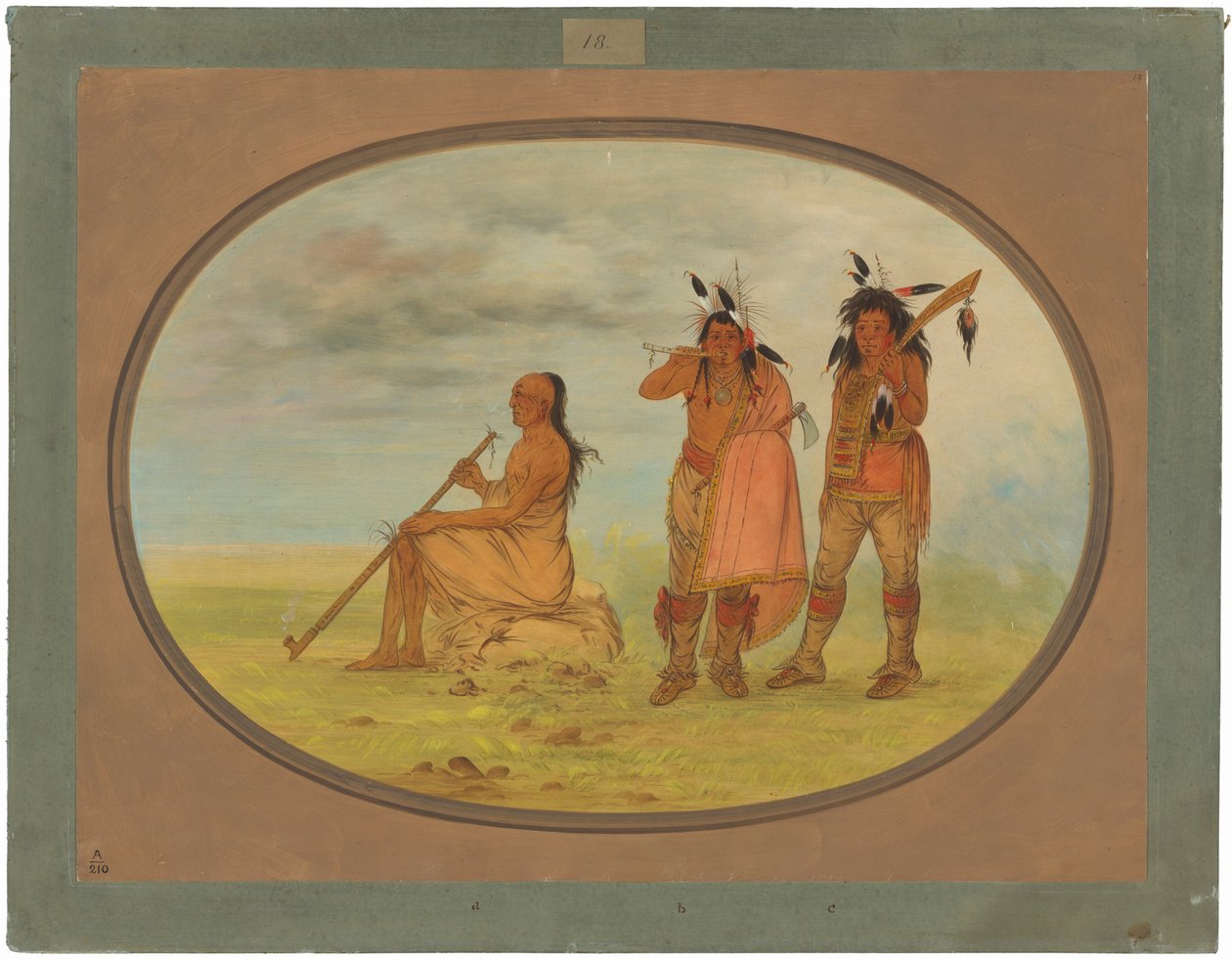 Vieux chef menomonie avec deux jeunes beaux - George Catlin