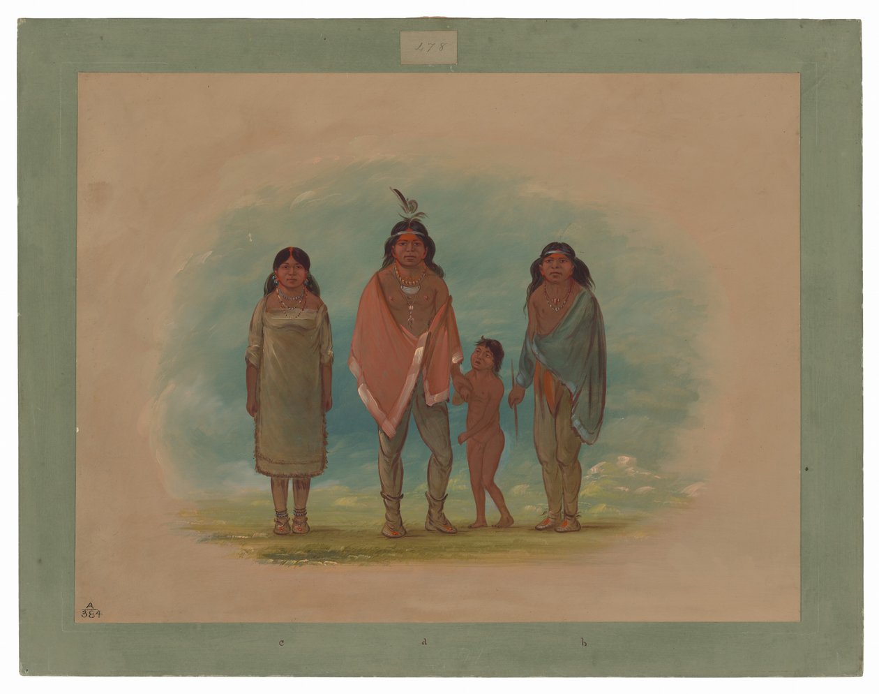 Chef Patagon, son frère et sa fille - George Catlin