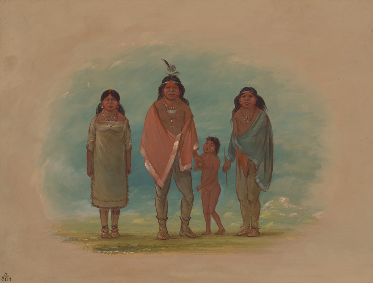 Chef Patagon, son frère et sa fille - George Catlin