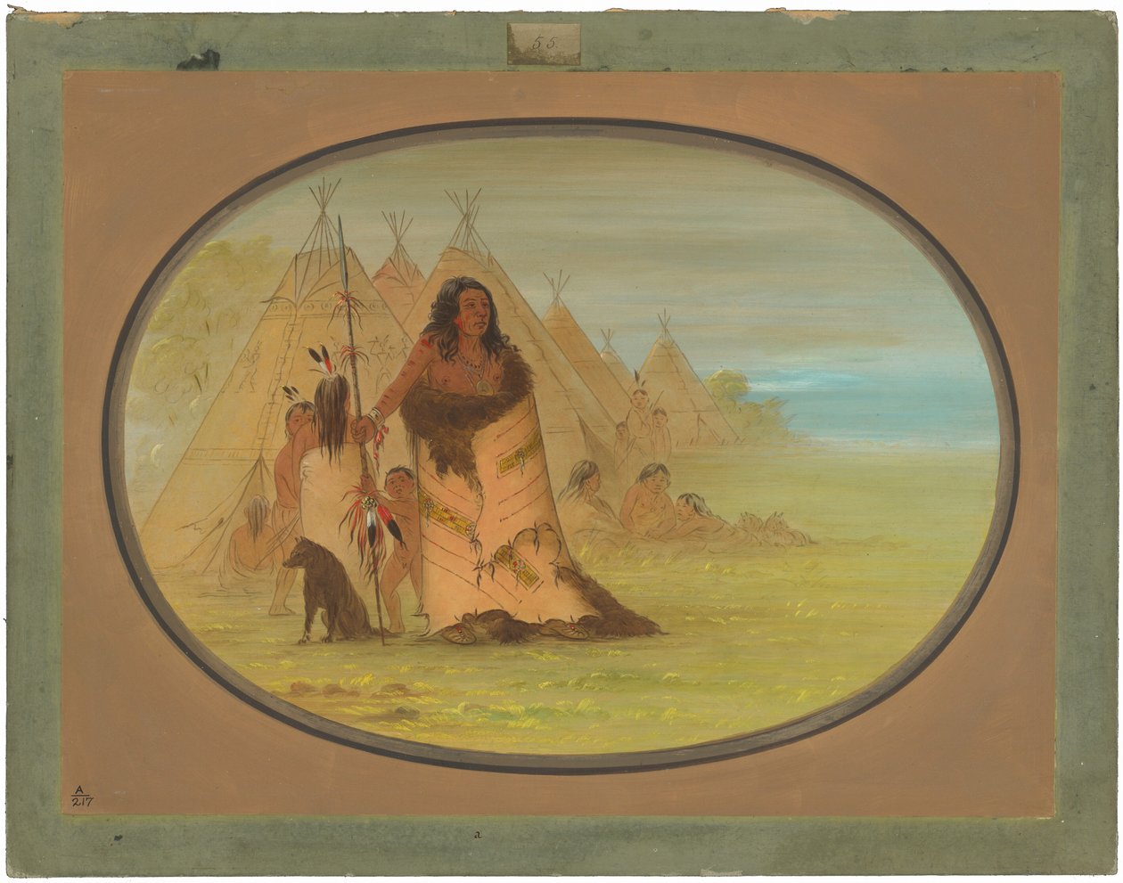 Le chef de Puncah entouré de sa famille - George Catlin