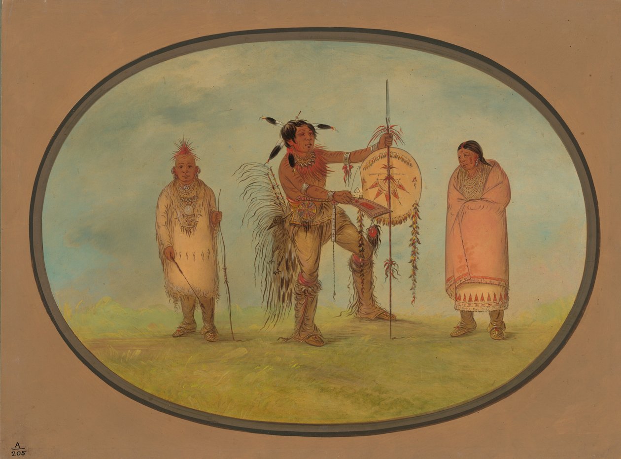 Guerrier Saukie, Sa Femme et un Garçon, 1861-1869 - George Catlin