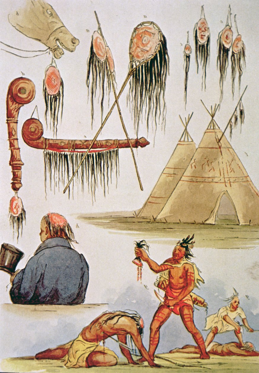 Scalpage et utilisation décorative des scalps - George Catlin
