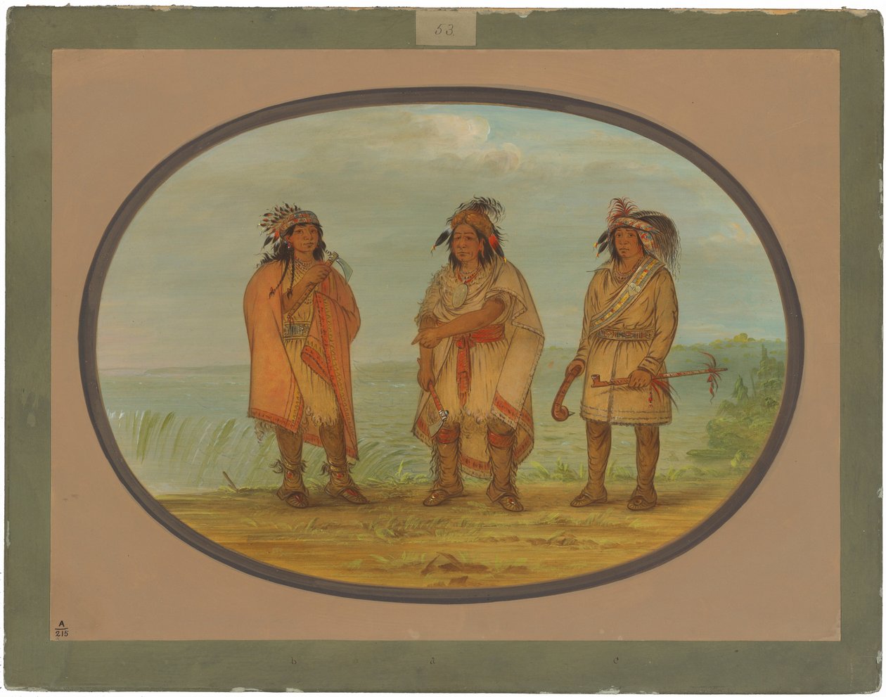 Chef sénèque, Red Jacket, avec deux guerriers - George Catlin