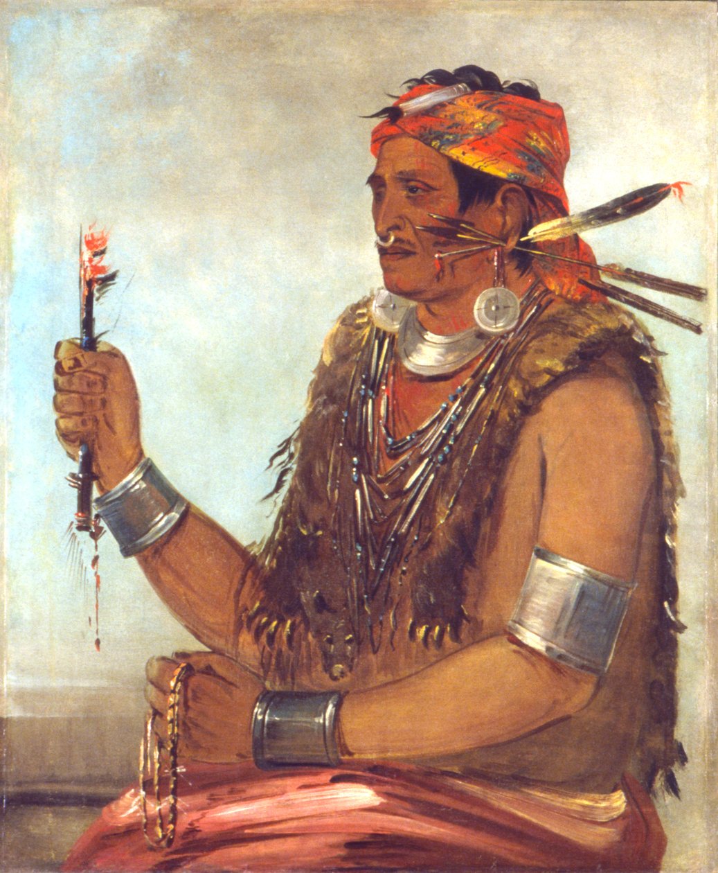 Ten-sqúat-a-way, la porte ouverte, connu sous le nom de prophète, frère de Tecumseh - George Catlin