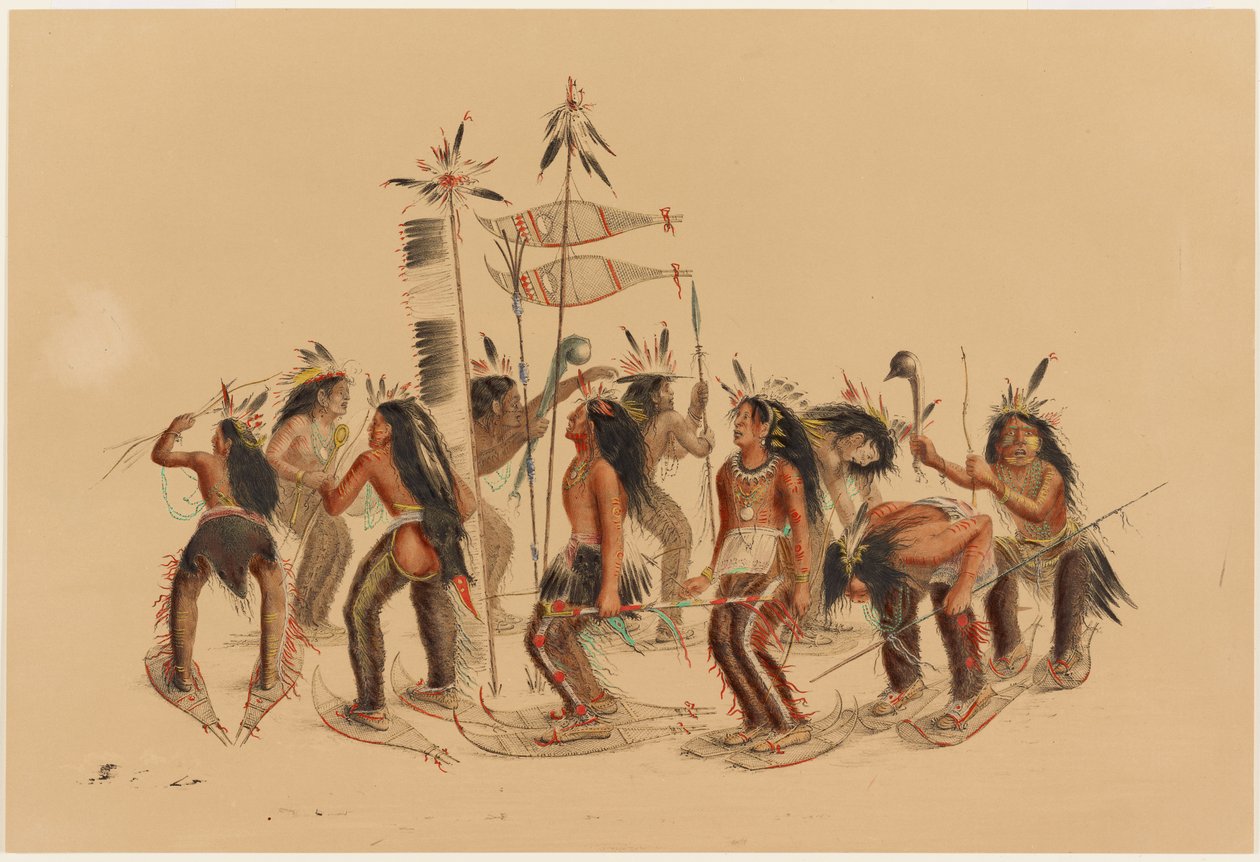 La danse des raquettes à neige - George Catlin