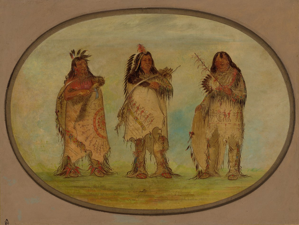 Trois guerriers distingués de la tribu Sioux, 1861 - George Catlin