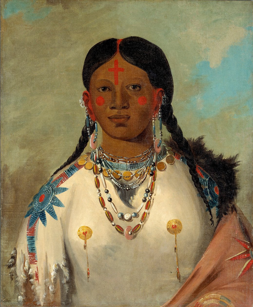 Tís-se-wóo-na-tís, celle qui se baigne les genoux, épouse du chef - George Catlin