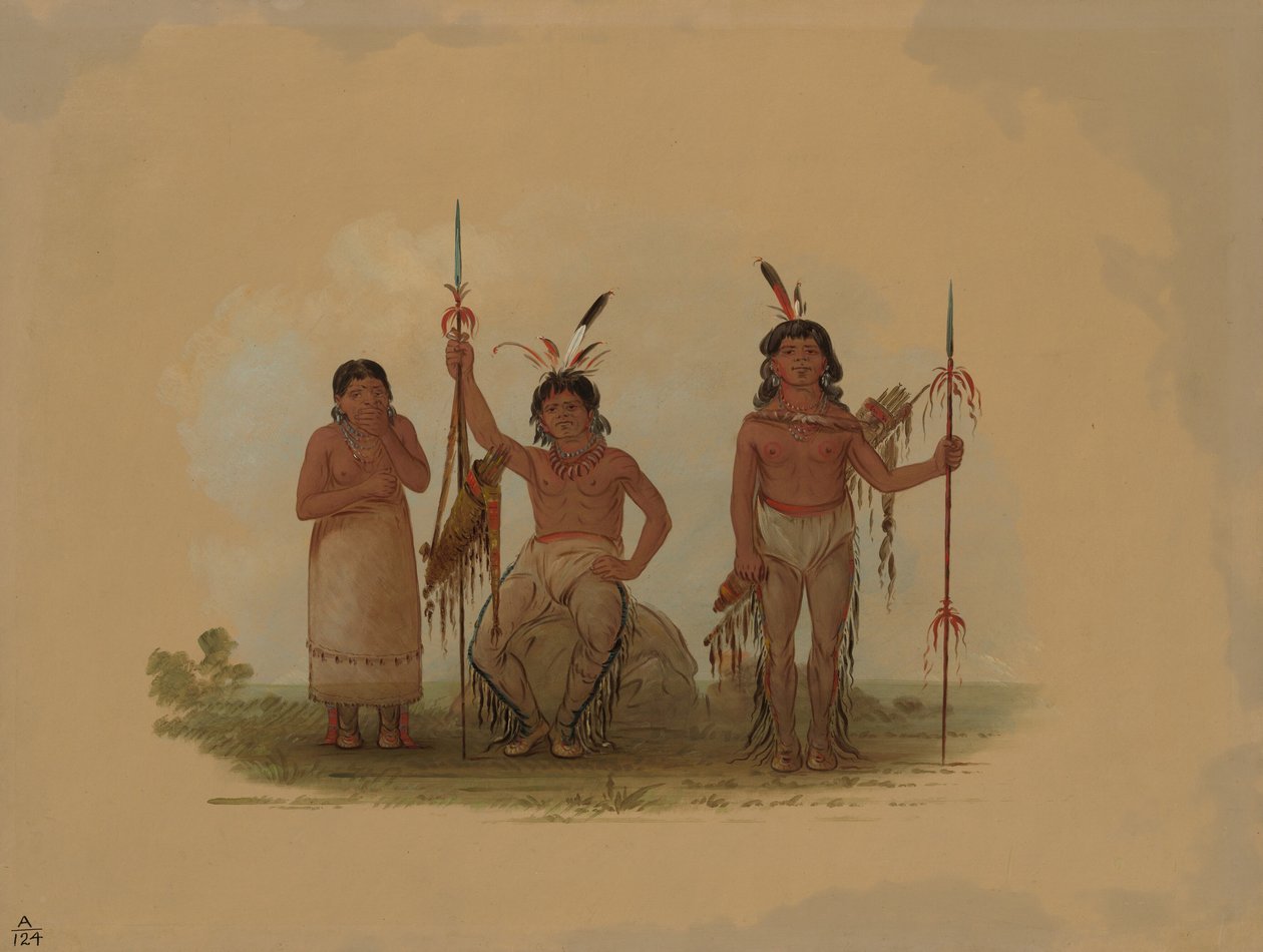Deux guerriers Arapaho et une femme, 1861-1869 - George Catlin