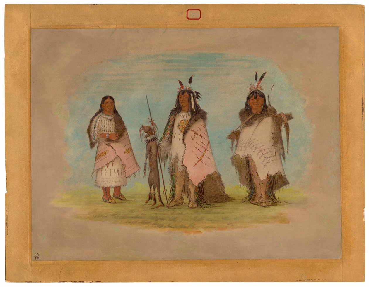 Deux Guerriers Blackfoot et une Femme - George Catlin