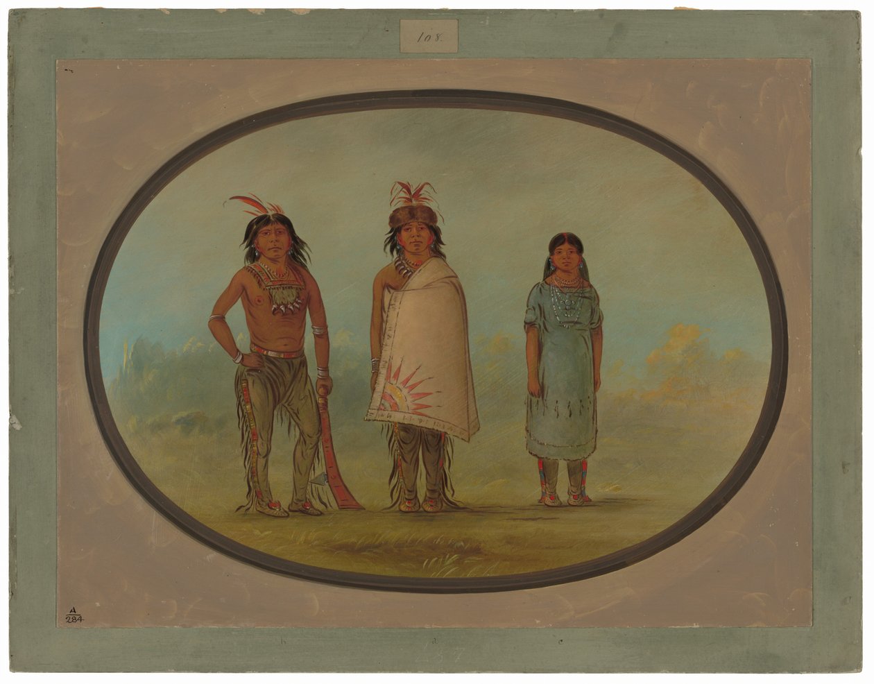 Deux guerriers Chippewyan et une femme - George Catlin
