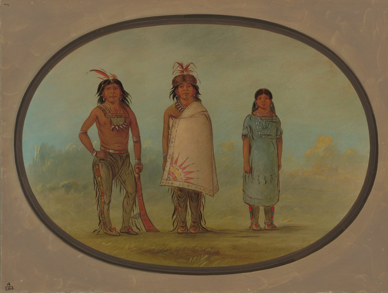 Deux guerriers Chippewyan et une femme - George Catlin
