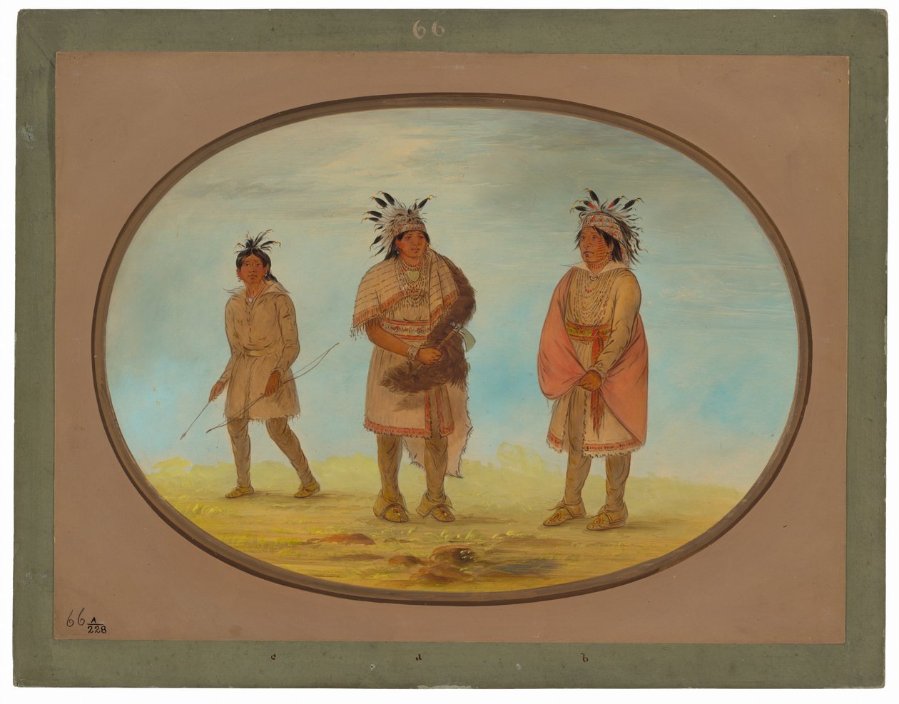Deux guerriers Weeah et une femme - George Catlin