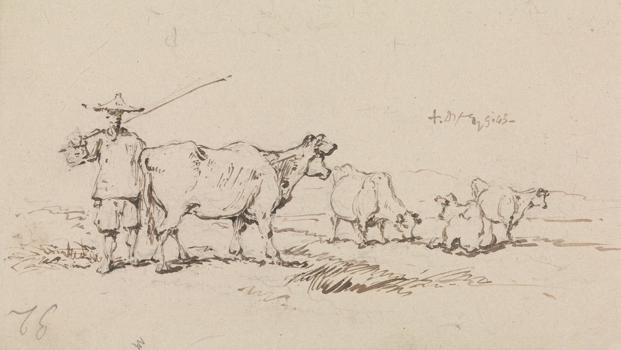 Un paysan avec du bétail - George Chinnery