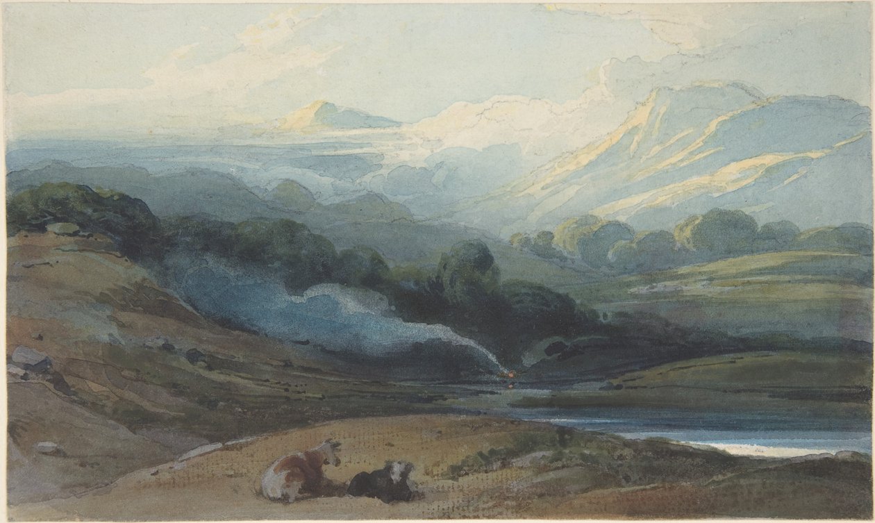 Bétail au repos dans un paysage montagneux, Bengale - George Chinnery