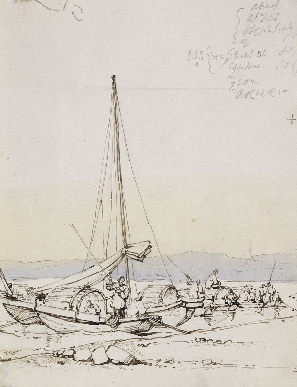 Bateaux Tanka sur le rivage - George Chinnery