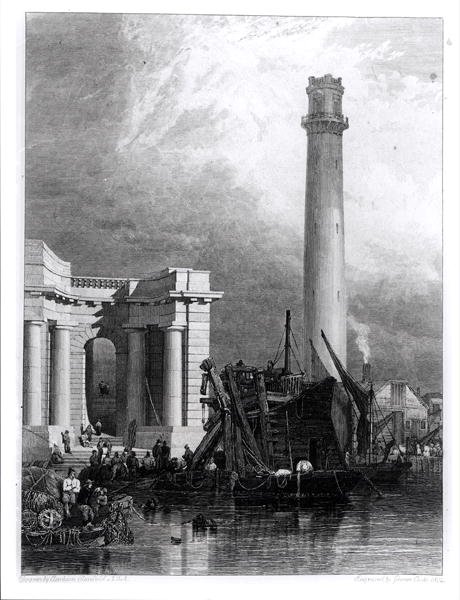 La tour de tir et le pont de Waterloo, gravé par G. Cooke - George Clarkson (after) Stanfield