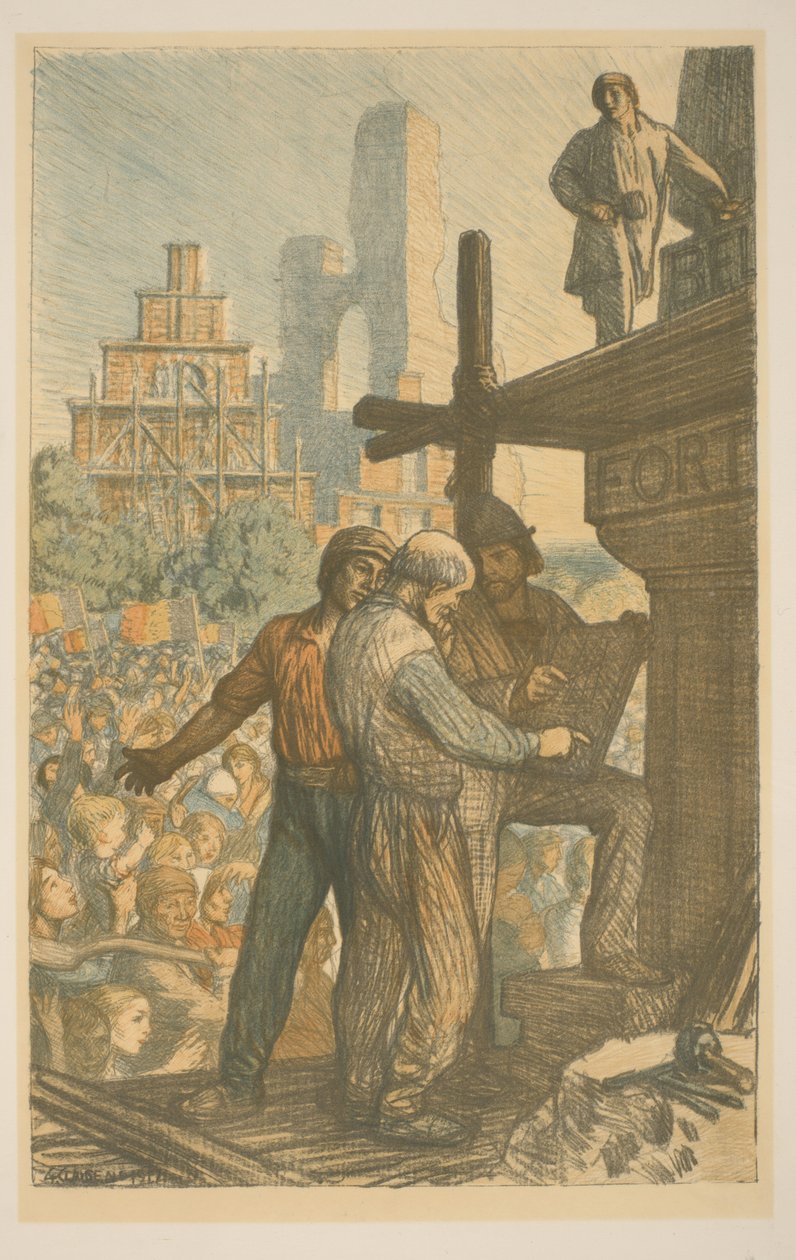Ouvriers devant une foule - George Clausen