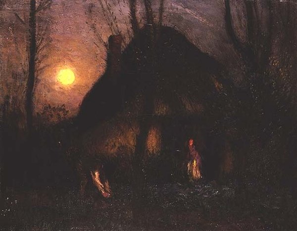 Cottage au clair de lune - George Clausen
