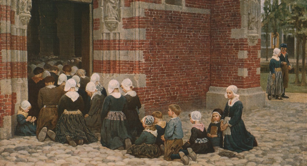 Grande messe dans un village de pêcheurs sur le Zuiderzee, Hollande, 1876, vers 1930 - George Clausen