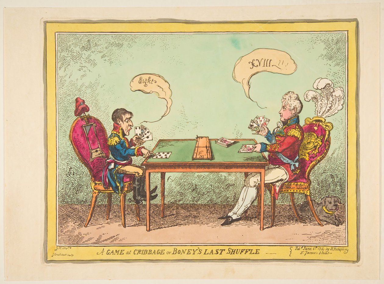 Une partie de cribbage ou le dernier mélange de Boney, 6 juin 1814 - George Cruikshank