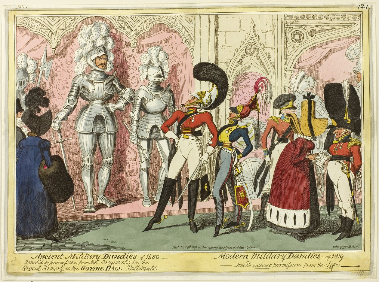 Dandys militaires anciens et modernes de 1450 - George Cruikshank