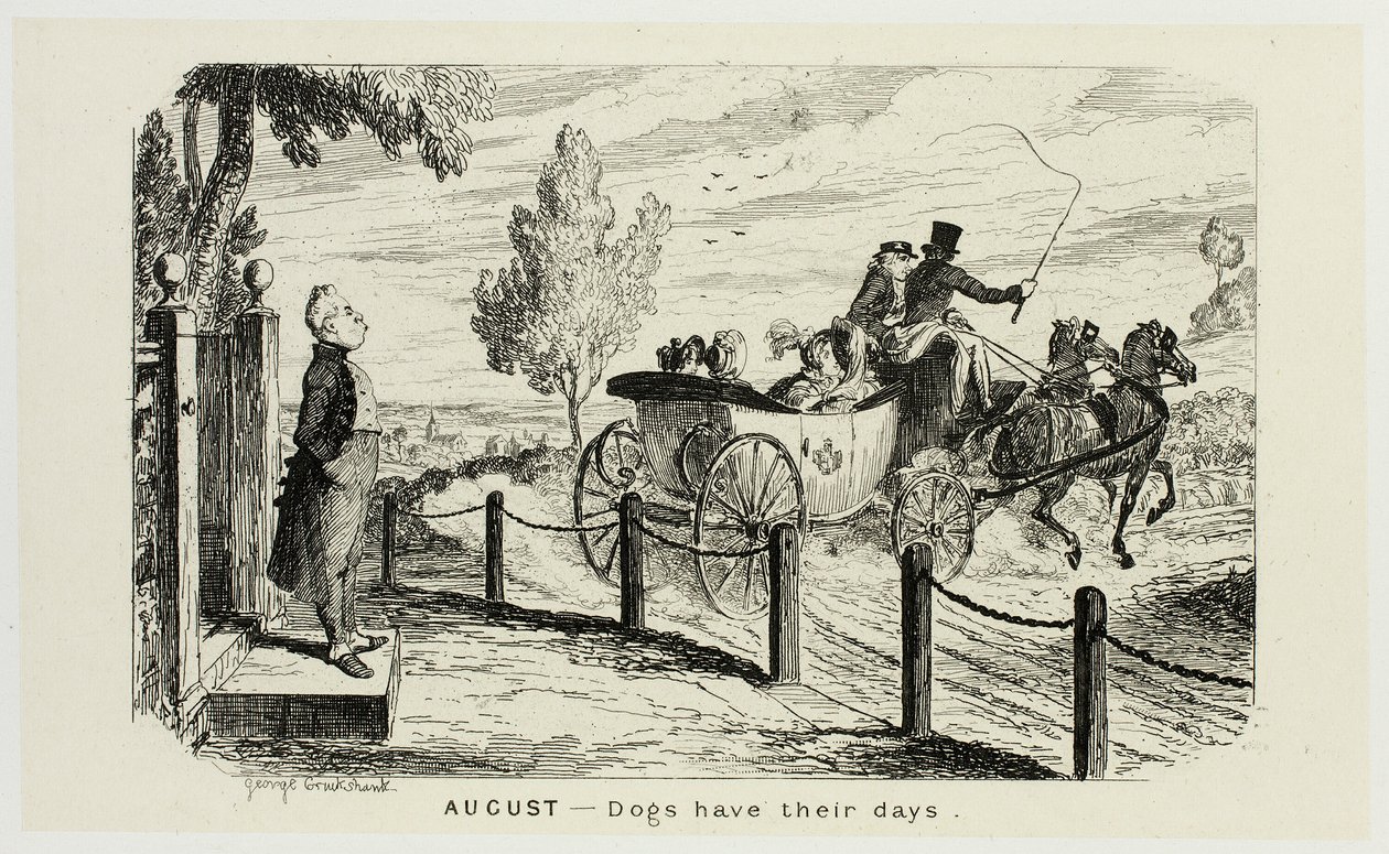 Août - Les chiens ont leurs jours, des gravures sur acier de George Cruikshank aux Almanachs comiques : 1835-1853 - George Cruikshank