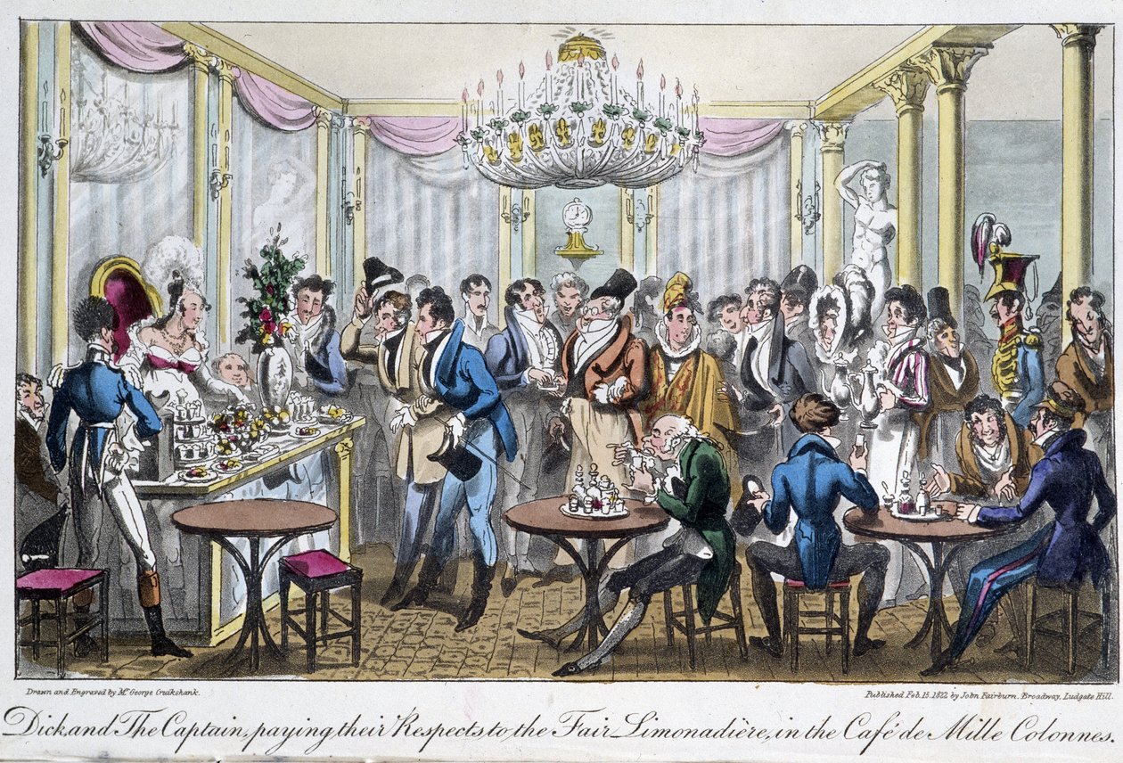 Café des Mille colonnes - dans « La vie à Paris » par David Carey, Londres - George Cruikshank