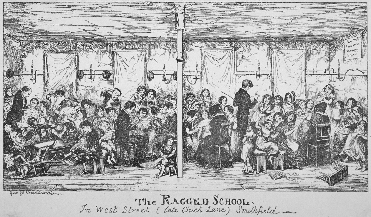 École de chiffonniers de Field Lane, Smithfield, City de Londres - George Cruikshank